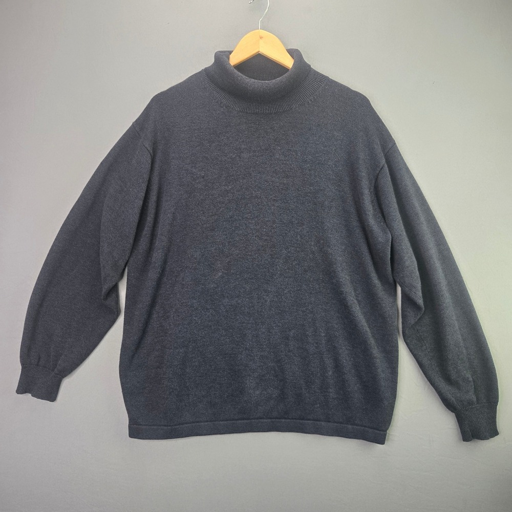 Stafford Turtleneck Sweater Vintage XL Gray Rayon Cotton Knit Pullover Mens